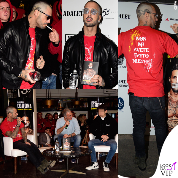 Fabrizio Corona presentazione Non mi avete fatto niente outfit Adalet 9