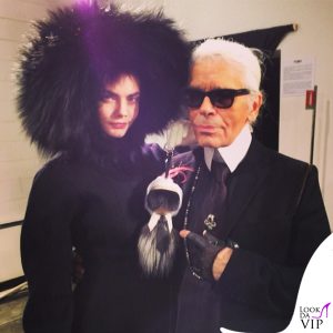 con Cara Delevingne, sfilata Fendi 2014