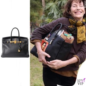 Jane Birkin con la Birkin di Hermès