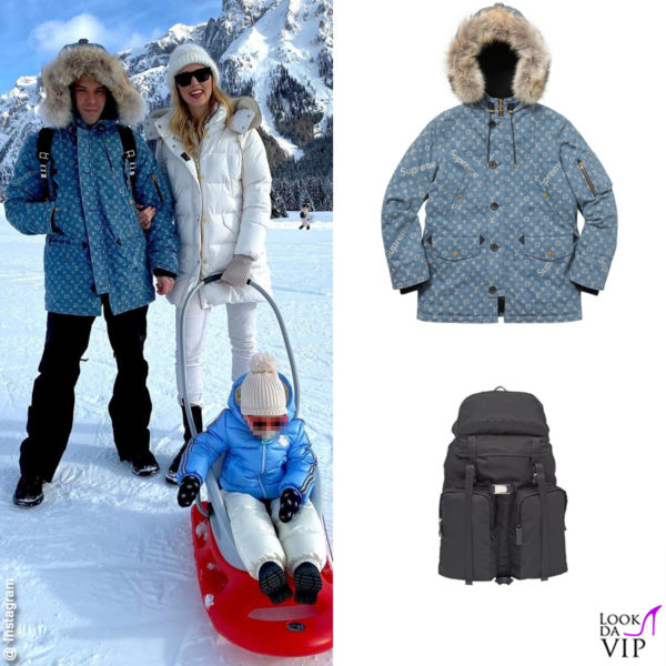 giacca Supreme x Louis Vuitton (tra 8mila e 16mila euro), zaino Prada (1.300 euro)