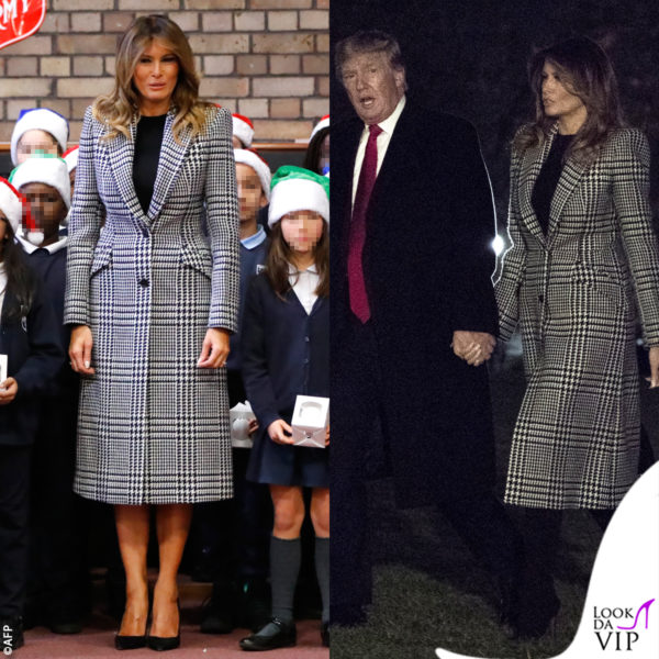 Melania Trump a Londra e Washington con lo stesso cappotto Alexander McQueen