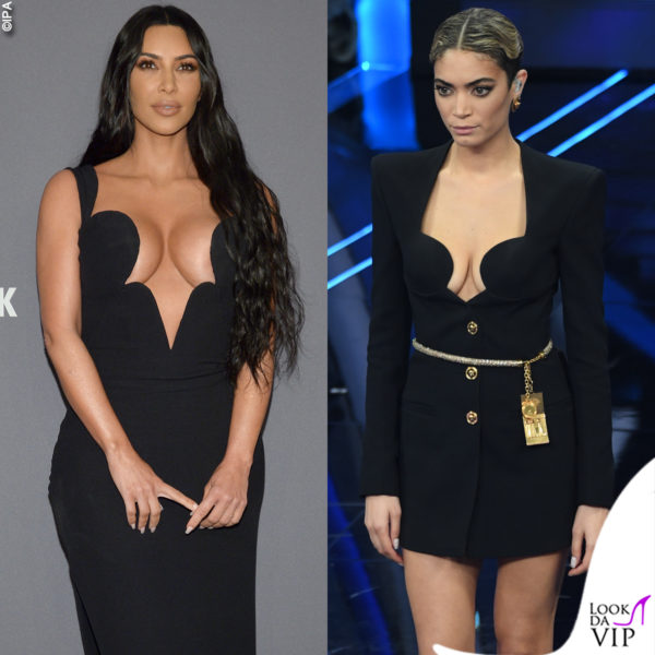 Elodie in Versace mostra il décolleté nella stessa scollatura già vista su Kim Kardashian