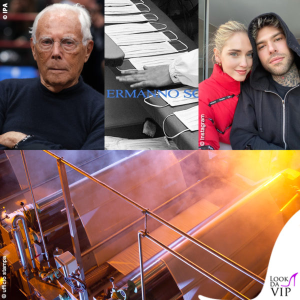 Giorgio Armani, Chiara Ferragni, Mascherine Ermanno Scervino, stabilimenti Miroglio
