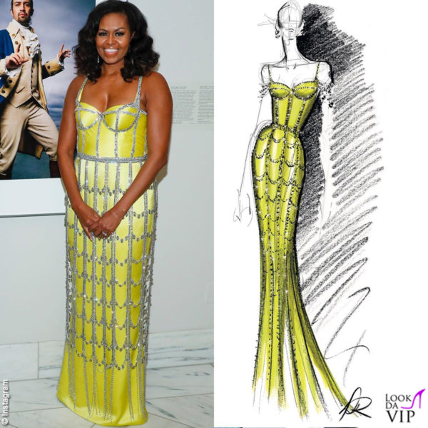 Michelle Obama con un grintoso quanto sensuale abito Schiaparelli su misura