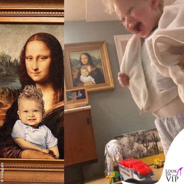 E' un'opera dell'artista Mr Brainwash che le ha inserito tra le braccia il piccolo Leo