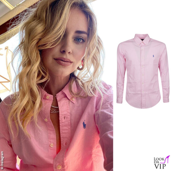 Chiara Ferragni a Portofino con una camicia Saint Laurent