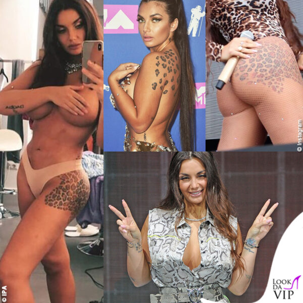 Elettra Lamborghini sfodera la leopardanza e gli altri tatuaggi