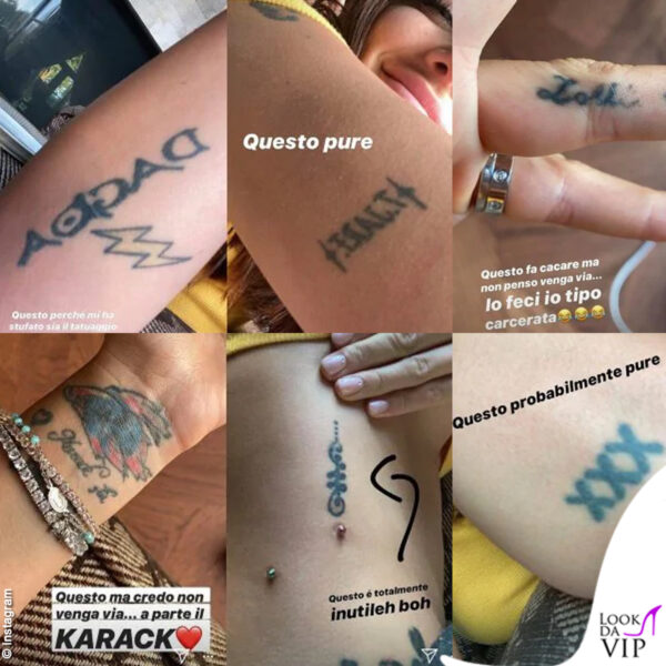 Elettra Lamborghini ha mostrato su Instagram i tatoo di cui vuole disfarsi