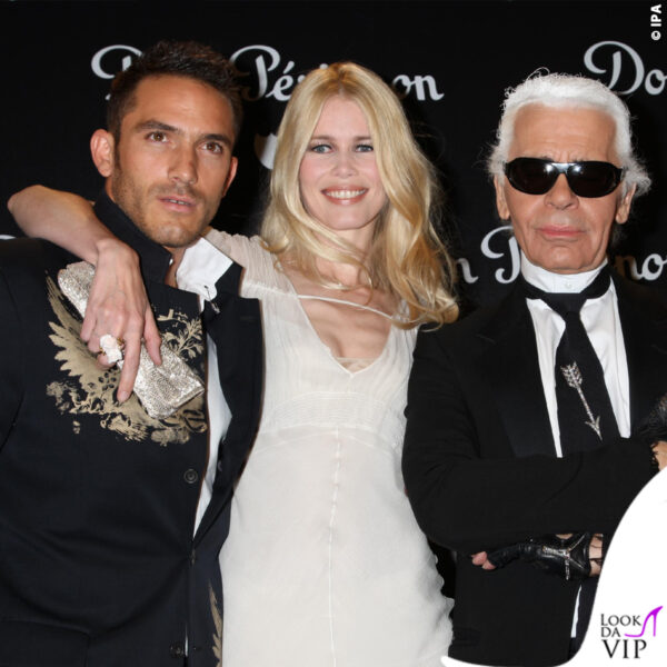 Karl con Claudia Schiffer e Sebastien Jondeau