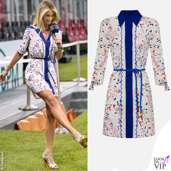 Diletta non può rinunciare ai tacchi. In campo sceglie spesso calzature Casadei e le abbina a un minidress, come questo di Elisabetta Franchi
