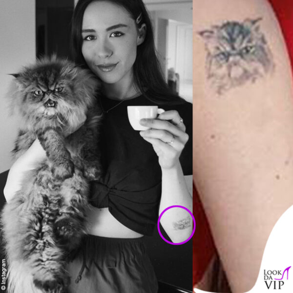 L'amore per il suo gatto, Saba, ha portato invece Aurora Ramazzotti a farsi tatuare il volto del felino
