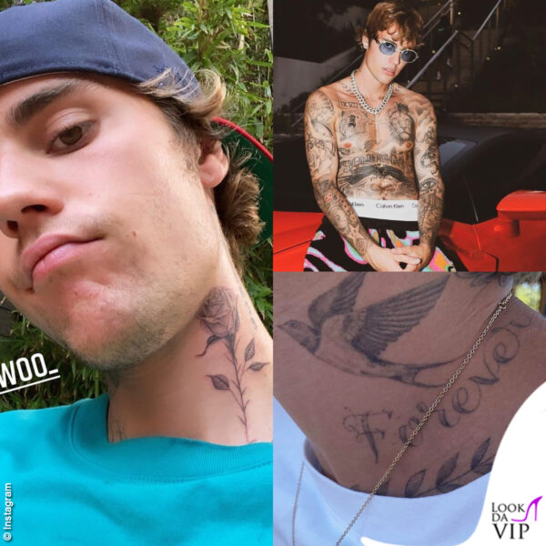 Il pluritatuato Justin Bieber ha aggiunto un nuovo disegnino: è una rosa, fatta dopo la scritta "Forever" dedicata alla moglie