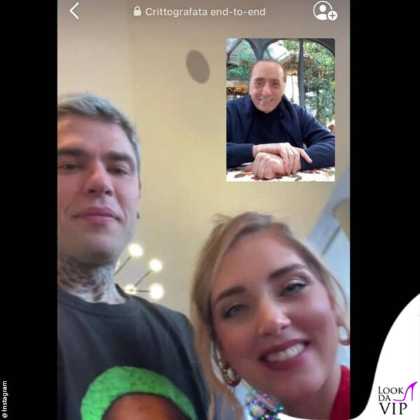 I Ferragnez durante la call con Silvio Berlusconi 