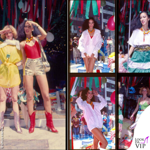 vetrine con modelle viventi nei negozi Fiorucci: Donna Jordan e Pat Cleveland 