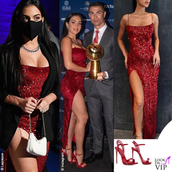 Georgina Rodriguez ha indossato un abito Lia Stublla, borsa Prada e sandali Le Silla 