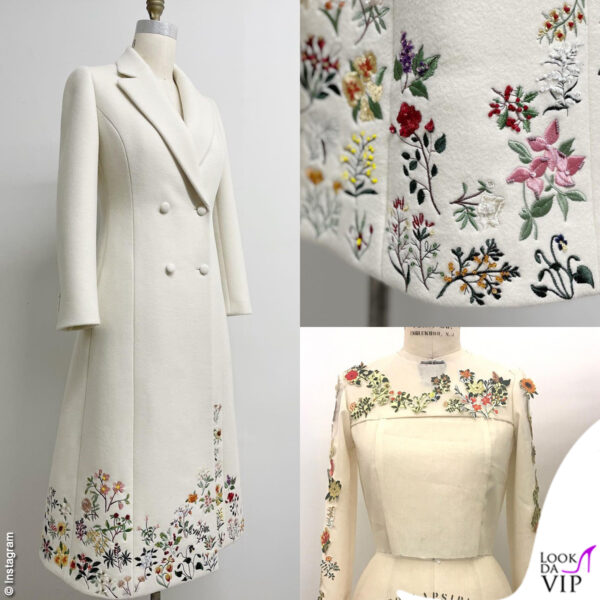 i dettagli sul cappotto e l'abito di Jill Biden creato da Gabriela Hearst
