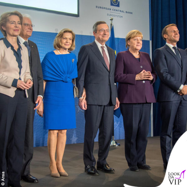 Serena e Mario Draghi tra Lagarde, Mattarella, Merkel e Macron