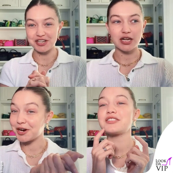 Gigi nel beauty tutorial realizzato per Vogue 