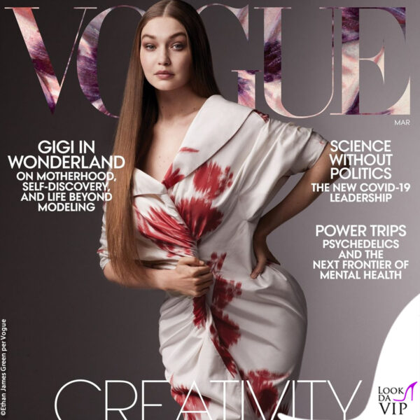 Gigi Hadid in copertina sul numero di marzo dell'edizione americana di Vogue