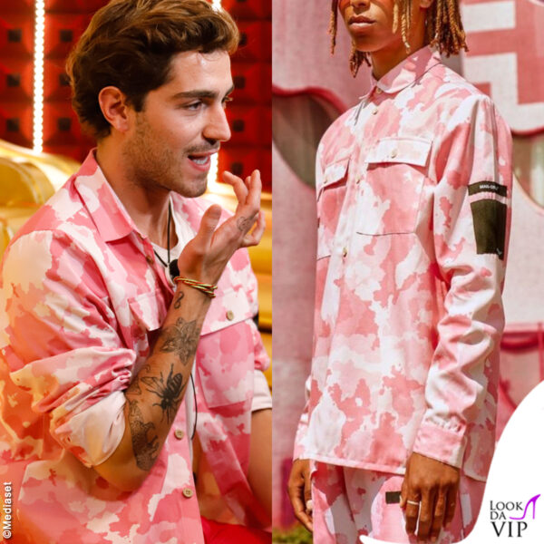 Camouflage in versione pink, sulla camicia Bohoo della 14ma puntata