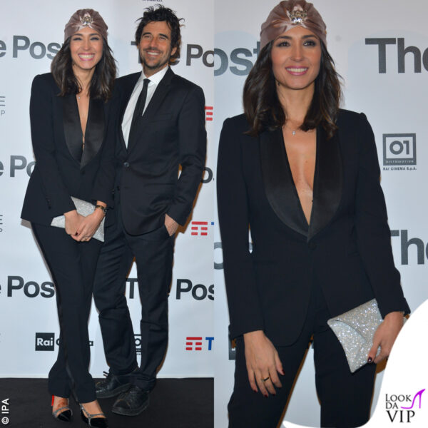 Caterina Balivo in Ralph Lauren per l'anteprima di "The post", insieme al marito Guido Maria Brera
