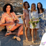 Le sorelle Balivo al matrimonio di Sarah. Caterina indossa un vestito Zimmermann