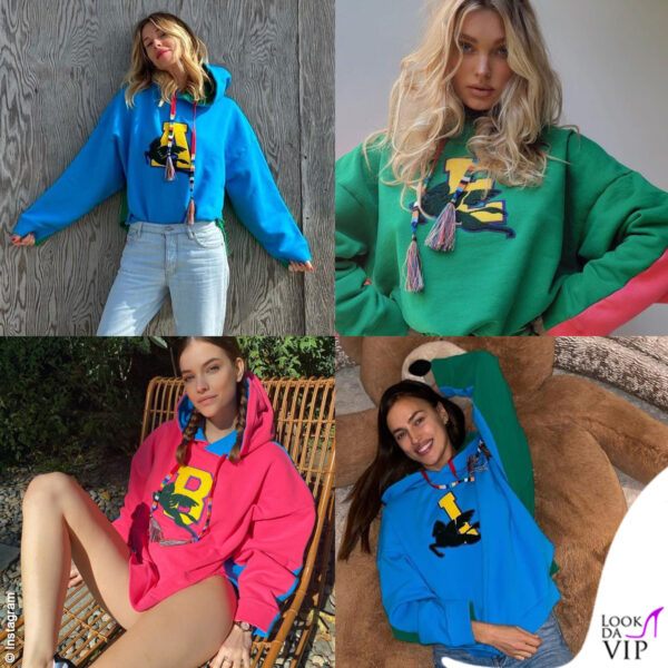 Alessia Marcuzzi, Elsa Hosk, Barbara Palvin e Irina Shayk con la felpa Etro