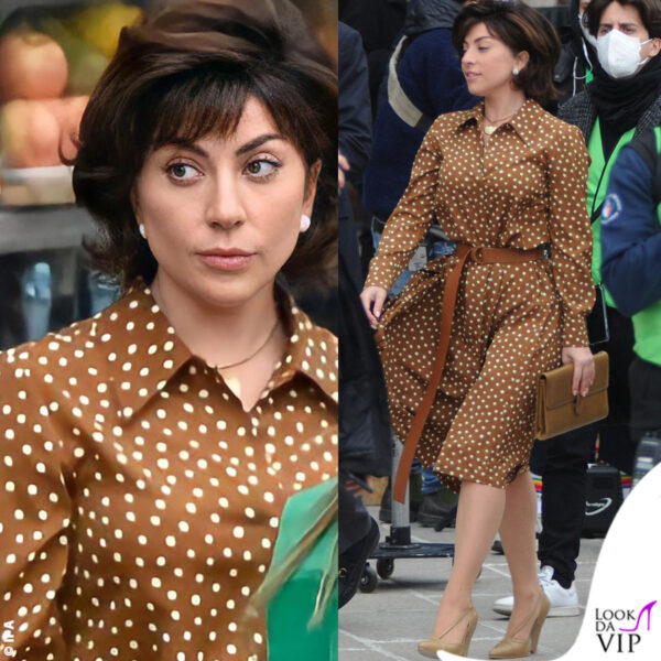 Sempre a Milano in uno svolazzante abito a pois