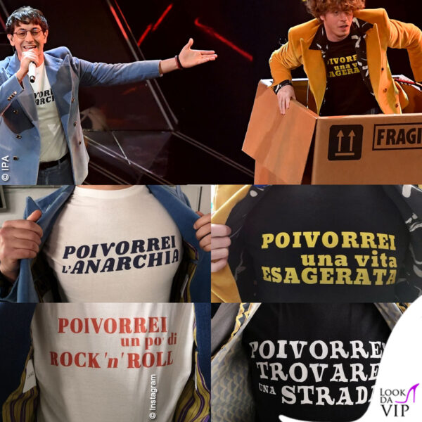 Lo Stato Sociale ripropone le magliette con la scritta. Ogni componente della band indossa una "Poivorrei" con "ciò che non vogliamo più dare per scontato"