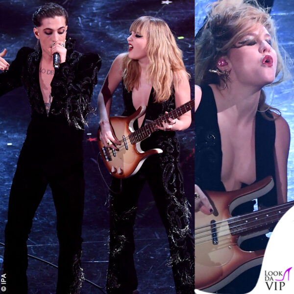 Tutti i Maneskin puntano sulla scollatura a V. Solo che su Victoria fa più effetto... (outfit Etro)