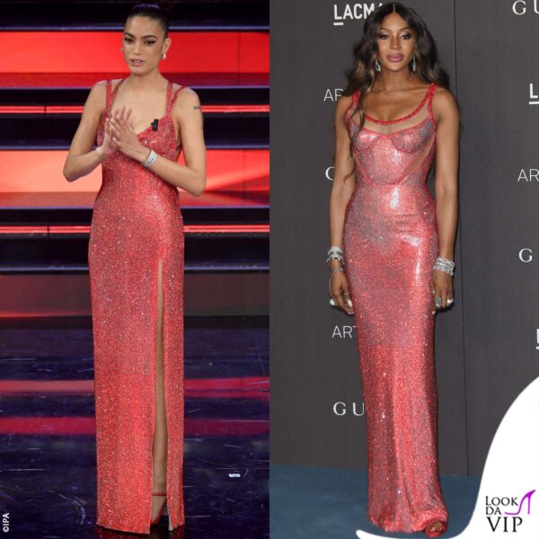 l'abito Versace ricorda il modello indossato da Naomi Campbell ai Lacma 2019