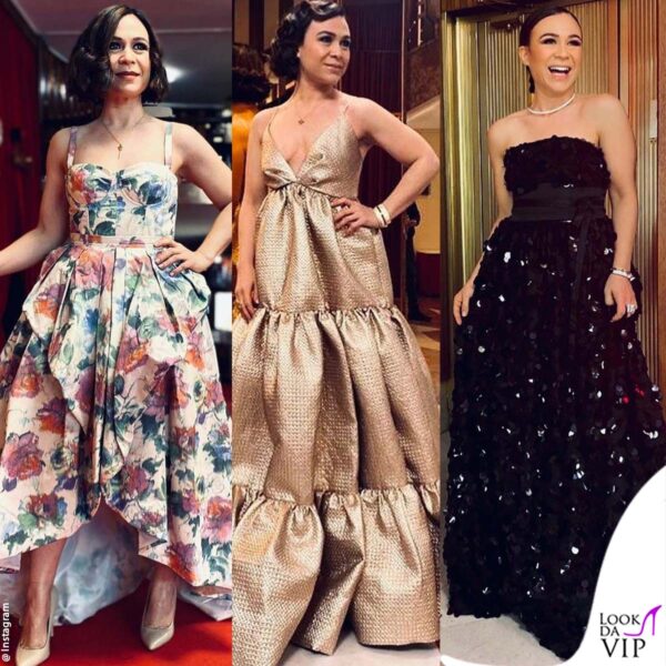 Valeria Graci affianca Giovanna Civitillo al PrimaFestival - tre look delle serate (abiti Pinko, Giada Curti e Filippo Laterza)