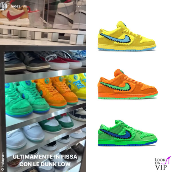 Le Nike SB Dunk Low Grateful Dead Bears, in tre versioni di colore. Costano circa 2mila euro ciascuna