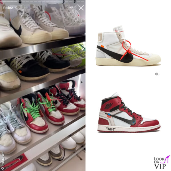 Due modelli di Nike X Off-White: il paio con i dettagli rossi costa 15mila euro
