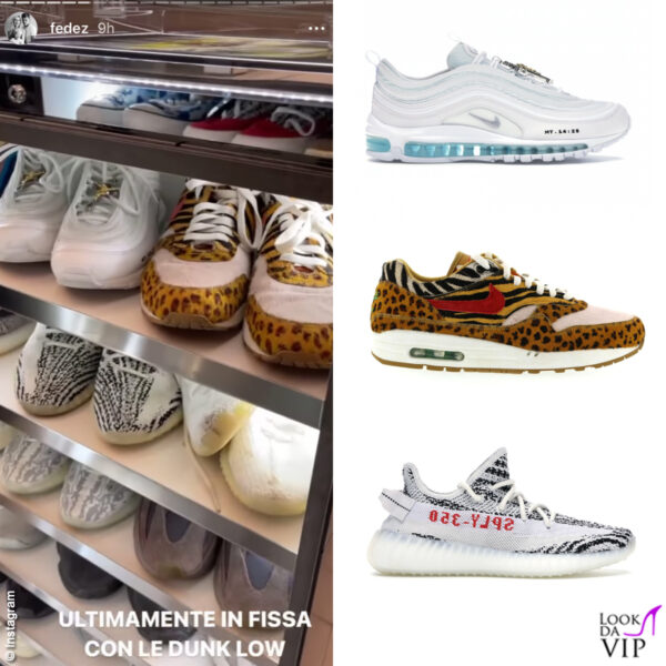 Fedez aveva mostrato le sue Jesus Shoes in un video sulla sua scarpiera: le sneakers sono posizionate vicino alle Nike Air Max 1 Animal Pack, nel ripiano superiore alle Adidas Yeezy Boost 350 V2 Zebra
