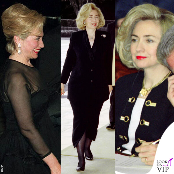 Hillary Clinton in Giappone nel 1996 con tre abiti neri, colore considerato sfortunato dal popolo asiatico 