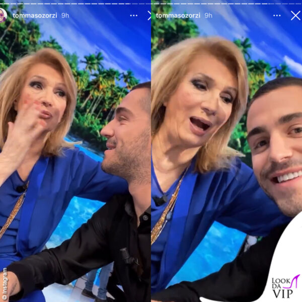 Iva Zanicchi in blu per la prima puntata dell'Isola (con Tommaso Zorzi in Emporio Armani)