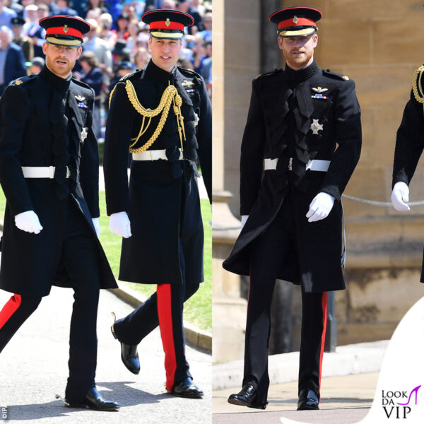 William e Harry nel giorno delle nozze del duca di Sussex con Meghan Markle - Harry indossa l'uniforme Blues and Royals, del reggimento dei dragoni a cavallo 
