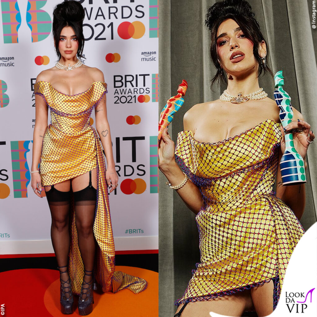 dua lipa in vivienne westwood ai brit awards 2021