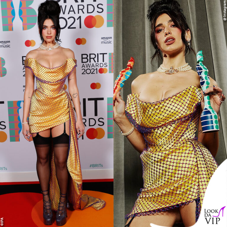 dua lipa in vivienne westwood ai brit awards 2021