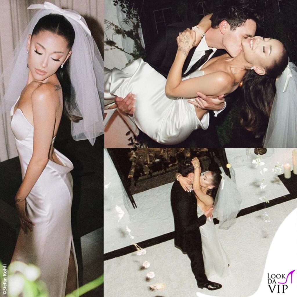 i dettagli del look da sposa di ariana grande