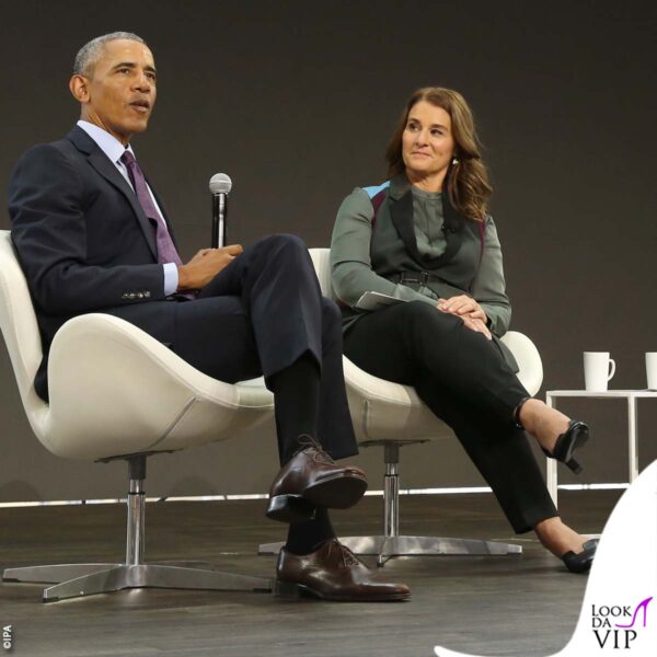 con l'ex presidente Barack Obama all'evento Goalkeepers nel 2017