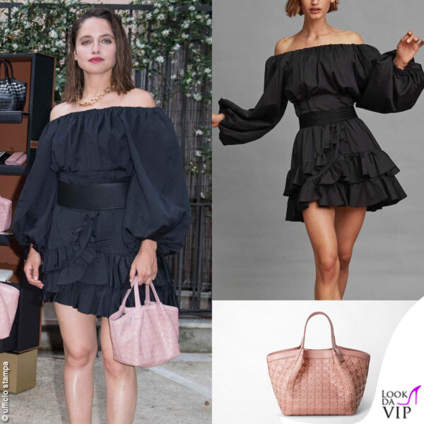 Matilde Gioli, abito Federica Tosi e borsa Serapian