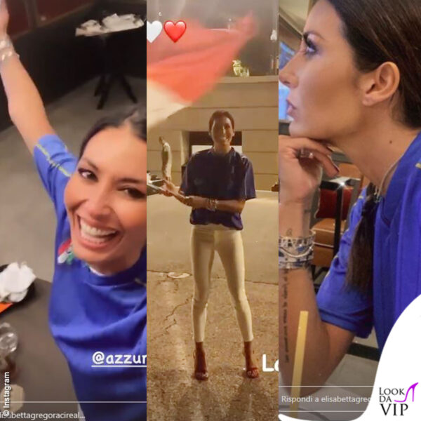 Elisabetta Gregoraci tifosa in maglia Azzurra 