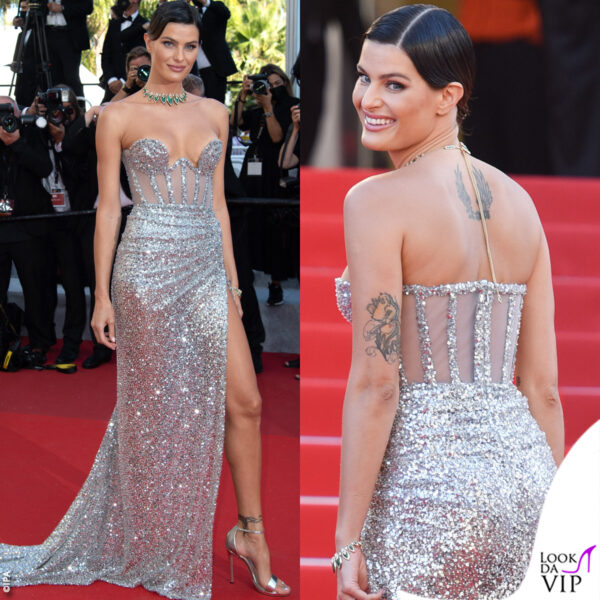 Abito Rami Kadi, sandali Jimmy Choo e gioielli Messika per Isabeli Fontana 