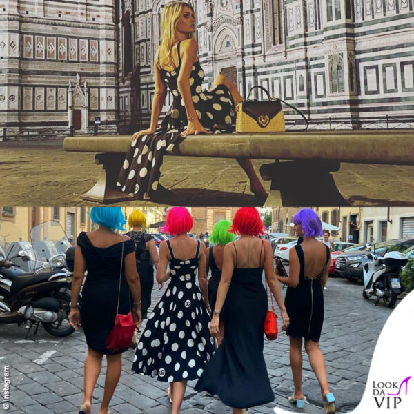 Per le vie della citta, la Spencer ha indossato anche un vestito animalier Dolce&Gabbana, accessoriato di parrucca colorata