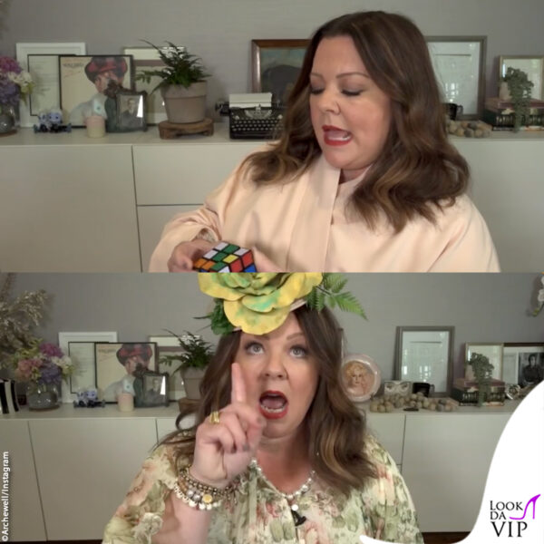 l'attrice toglie la vestaglia a favore di un classico look britannico: abito a fiori e cappellino