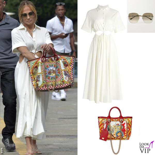 a Portofino con abito Cult Gaia, borsa Dolce&Gabbana, occhiali Gucci 