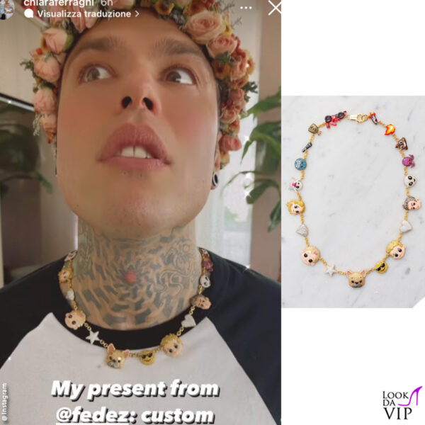 Fedez con la collana Greg Yuna da circa 20mila euro 