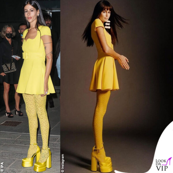 Gilda Ambrosio e Kaia Gerber con lo stesso look Versace declinato in giallo